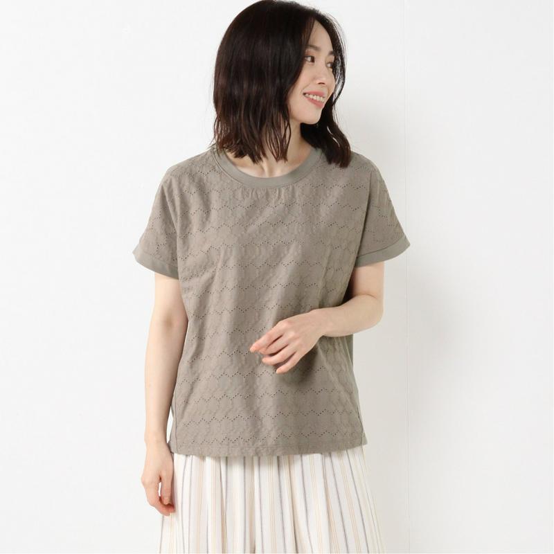 花柄レース切替で華やか◎サーマル切換プルオーバー