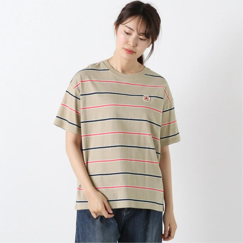 【コンバース】先染めボーダー天竺パッチワッペンＴシャツ【Ｍ～５Ｌ】（コンバース/CONVERSE）