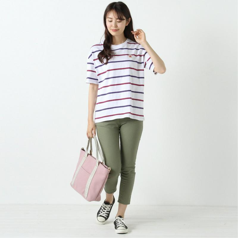 【コンバース】先染めボーダー天竺パッチワッペンＴシャツ【Ｍ～５Ｌ】（コンバース/CONVERSE）