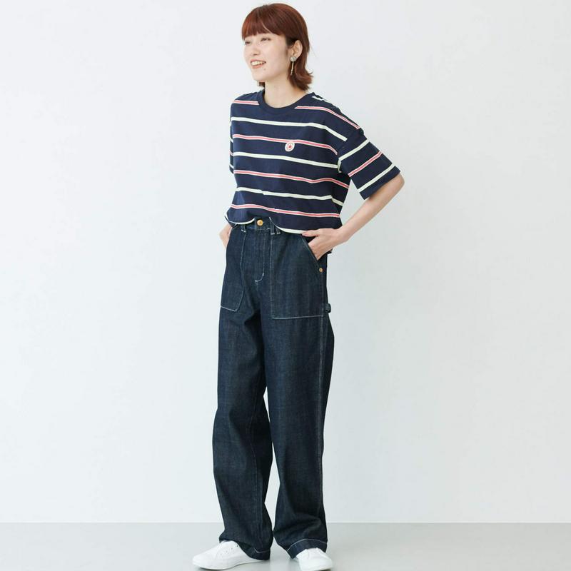 【コンバース】先染めボーダー天竺パッチワッペンＴシャツ【Ｍ～５Ｌ】（コンバース/CONVERSE）