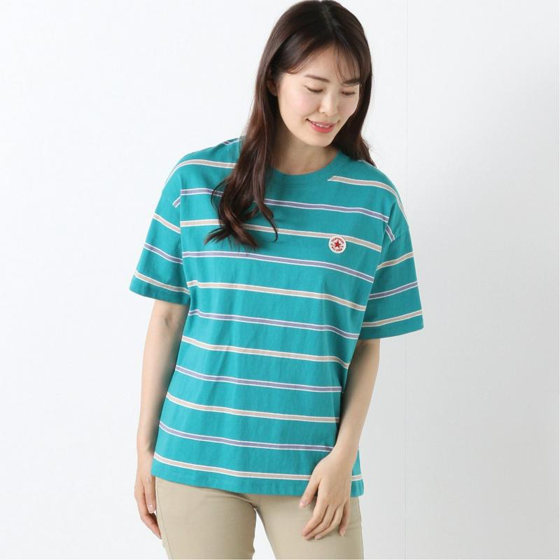 【コンバース】先染めボーダー天竺パッチワッペンＴシャツ【Ｍ～５Ｌ】（コンバース/CONVERSE）
