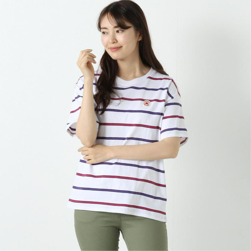 【コンバース】先染めボーダー天竺パッチワッペンＴシャツ【Ｍ～５Ｌ】（コンバース/CONVERSE）