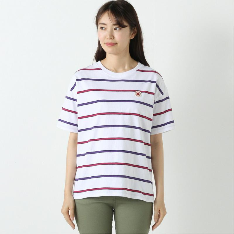 【コンバース】先染めボーダー天竺パッチワッペンＴシャツ【Ｍ～５Ｌ】（コンバース/CONVERSE）