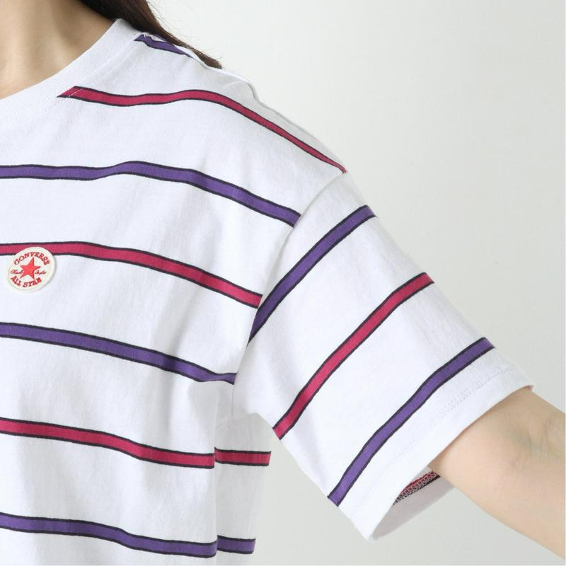 【コンバース】先染めボーダー天竺パッチワッペンＴシャツ【Ｍ～５Ｌ】（コンバース/CONVERSE）