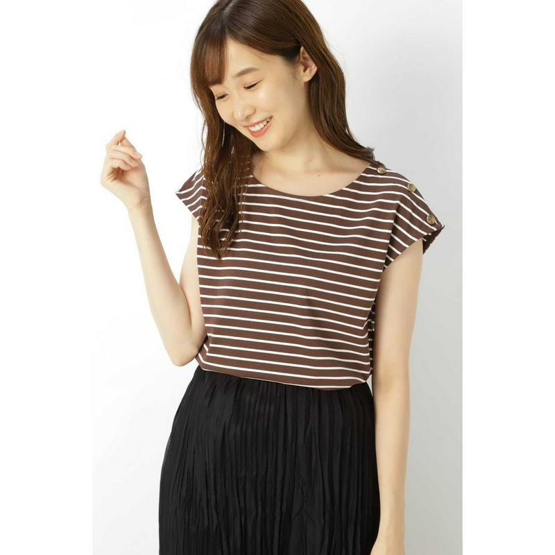 ショルダーボタンディティールカットソー（NATURAL BEAUTY BASIC／ナチュラルビューティー ベーシック）