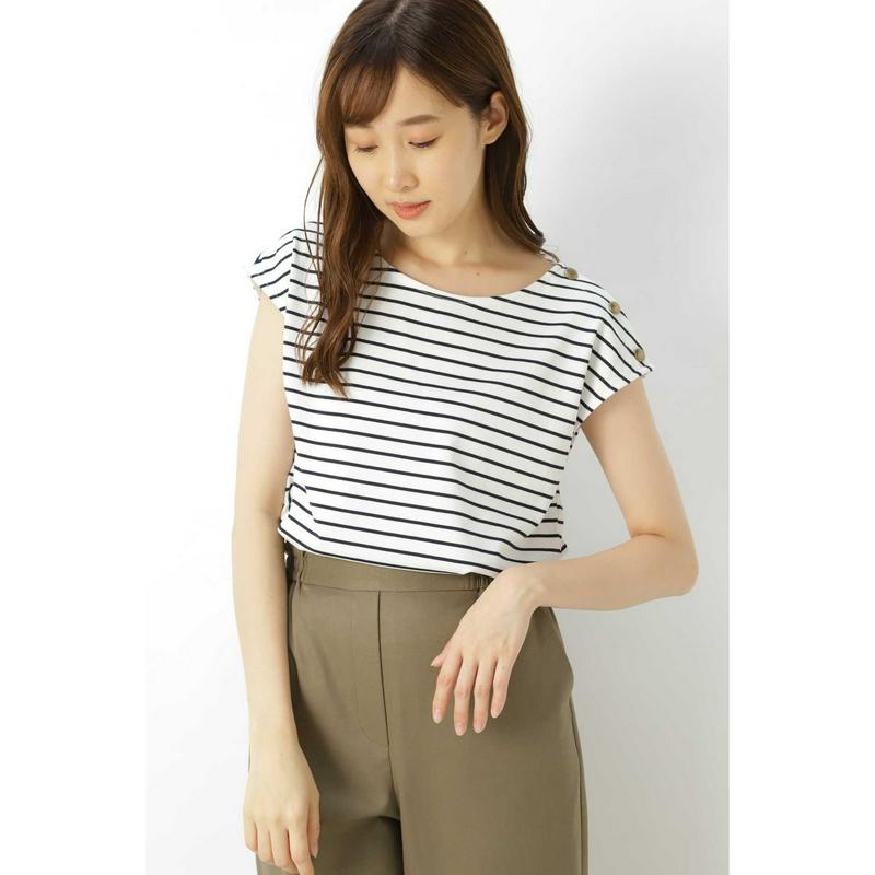 ショルダーボタンディティールカットソー（NATURAL BEAUTY BASIC／ナチュラルビューティー ベーシック）