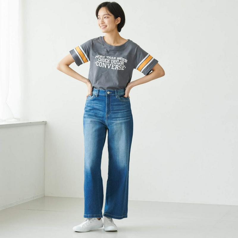 【コンバース】天竺袖ラインプリントカレッジＴシャツ【Ｍ～５Ｌ】（コンバース/CONVERSE）