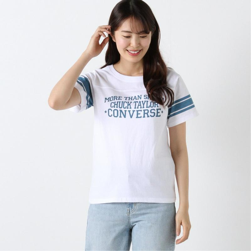 【コンバース】天竺袖ラインプリントカレッジＴシャツ【Ｍ～５Ｌ】（コンバース/CONVERSE）