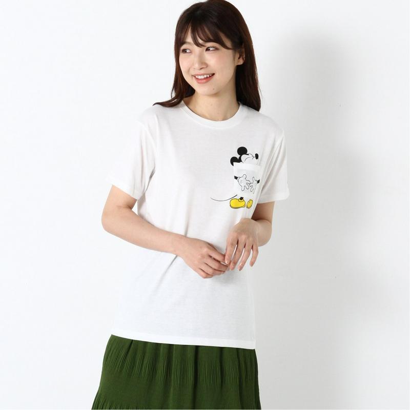 半袖ポケ付きプリントＴシャツ【ミッキー・プー】【Ｍ～３Ｌ】（ディズニー）