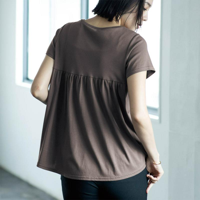 【タイムセール】バックギャザー半袖Ｔシャツ