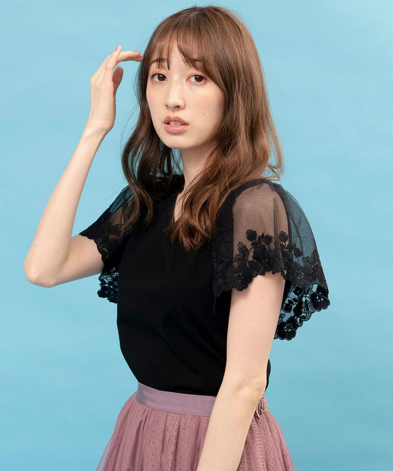 シアーレーススリーブカットソー