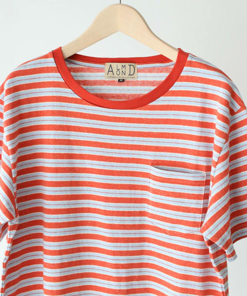 ALMOND SURFBOARDS＆DESINS(アーモンド サーフボードデザイン）ボーダー半袖ポケットTシャツ