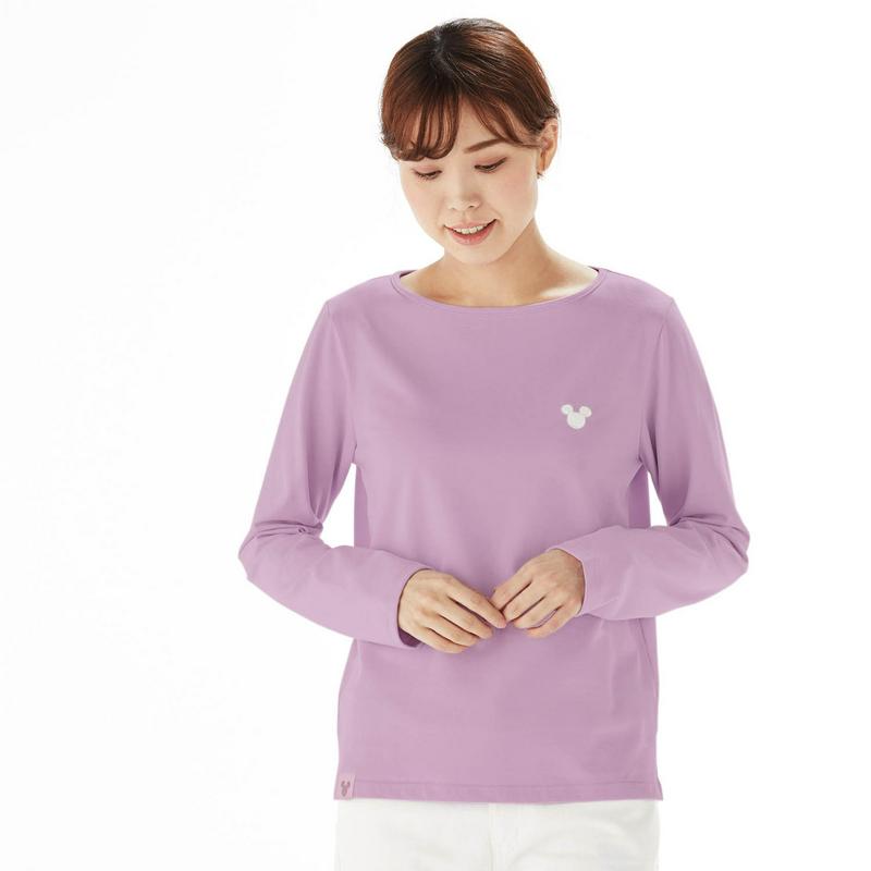 【おうちディズニー】ボートネック長袖Ｔシャツ「ミッキーモチーフ」（ディズニー）