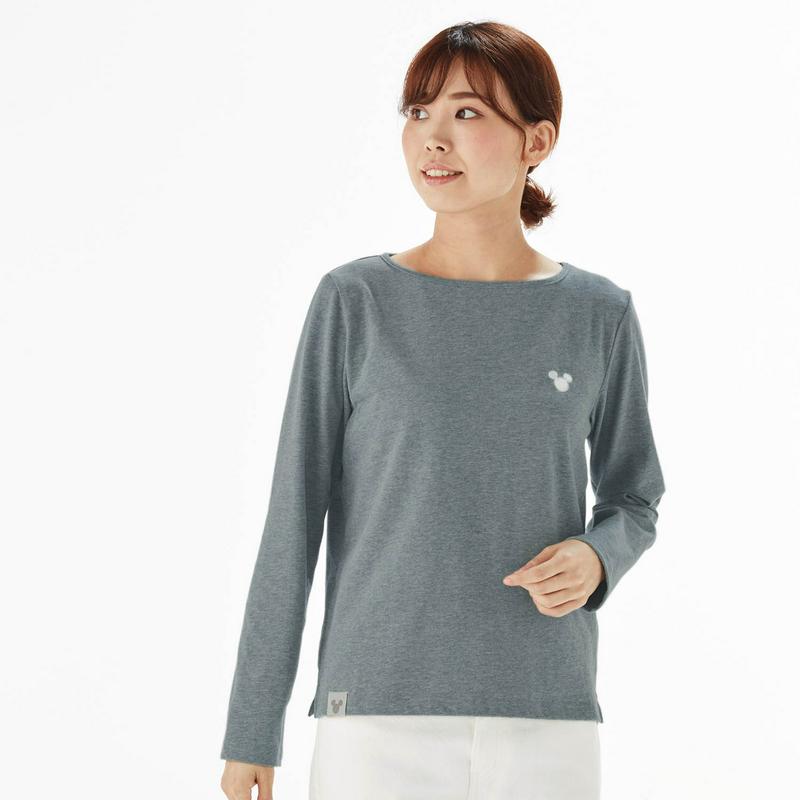 【おうちディズニー】ボートネック長袖Ｔシャツ「ミッキーモチーフ」（ディズニー）