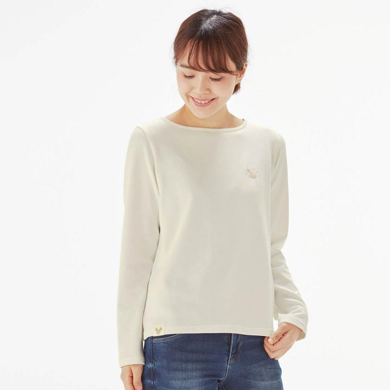 【おうちディズニー】ボートネック長袖Ｔシャツ「ミッキーモチーフ」（ディズニー）