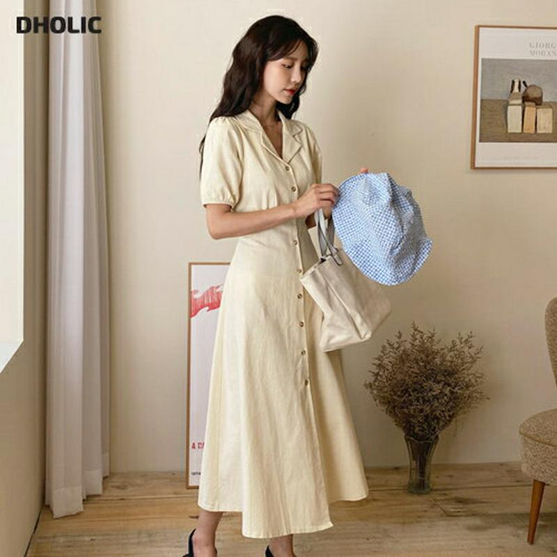 開襟ボタンワンピース・全2色・t59754 レディース【ops】【ワンピース ロング ロングワンピース 半袖 ハーフスリーブ 開