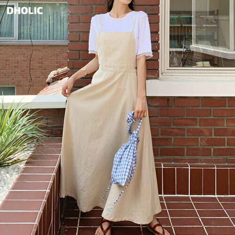 ボタンベルトワンピース・全2色・t59778 レディース【ops】【ワンピース ロング ロングワンピース キャミソール スリーブ