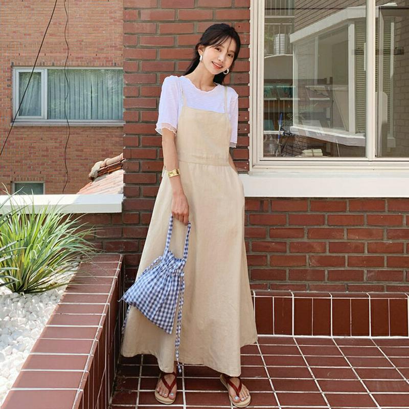 ボタンベルトワンピース・全2色・t59778 レディース【ops】【ワンピース ロング ロングワンピース キャミソール スリーブ