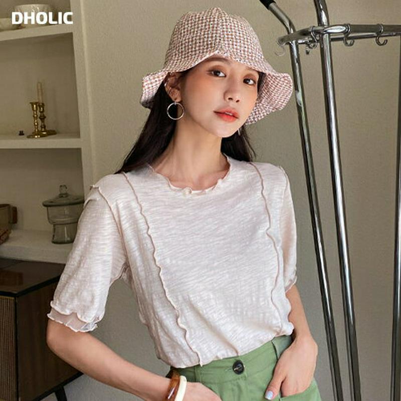 シアーヘムウェーブTシャツ・全4色・t59773 レディース【tops】【トップス Tシャツ 半袖 ハーフスリーブ シアー 透け