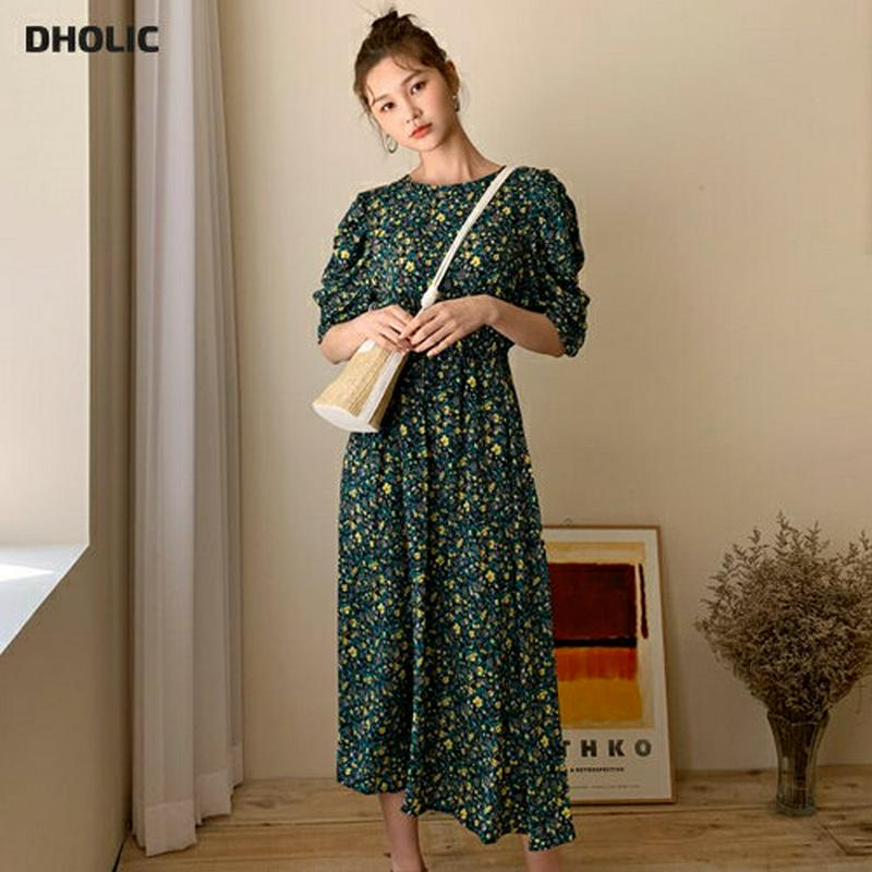 バックスリットフローラルワンピース・全2色・b59752 レディース【ops】【ワンピース ロング ロングワンピース 半袖 ハー