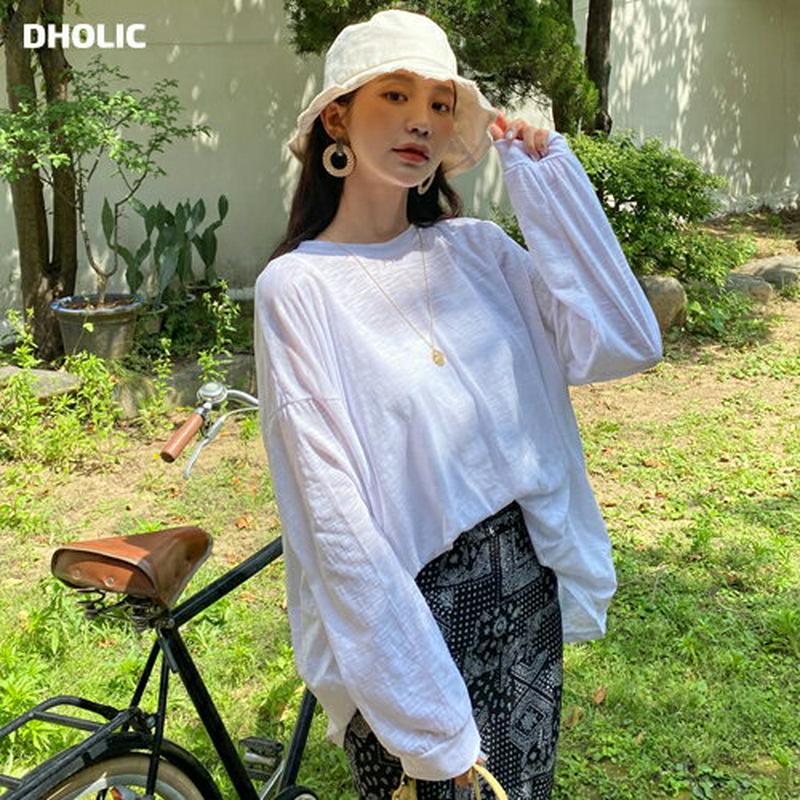 ラウンドネックTシャツ・全4色・59770 レディース【tops】【トップス Tシャツ 長袖 ロンT ラウンドネック 単色 無地