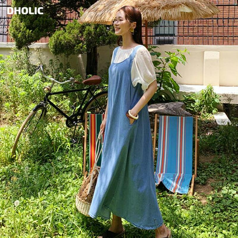 デニムフレアワンピース・全1色・b59781 レディース【ops】【ワンピース ロング ロングワンピース フレア フレアワンピー