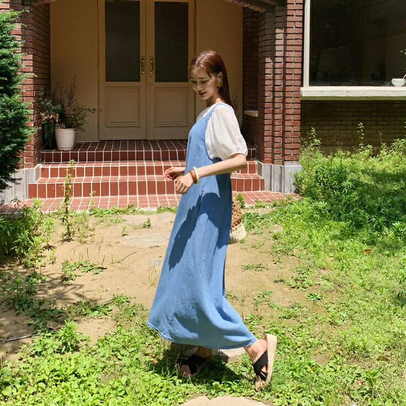 デニムフレアワンピース・全1色・b59781 レディース【ops】【ワンピース ロング ロングワンピース フレア フレアワンピー