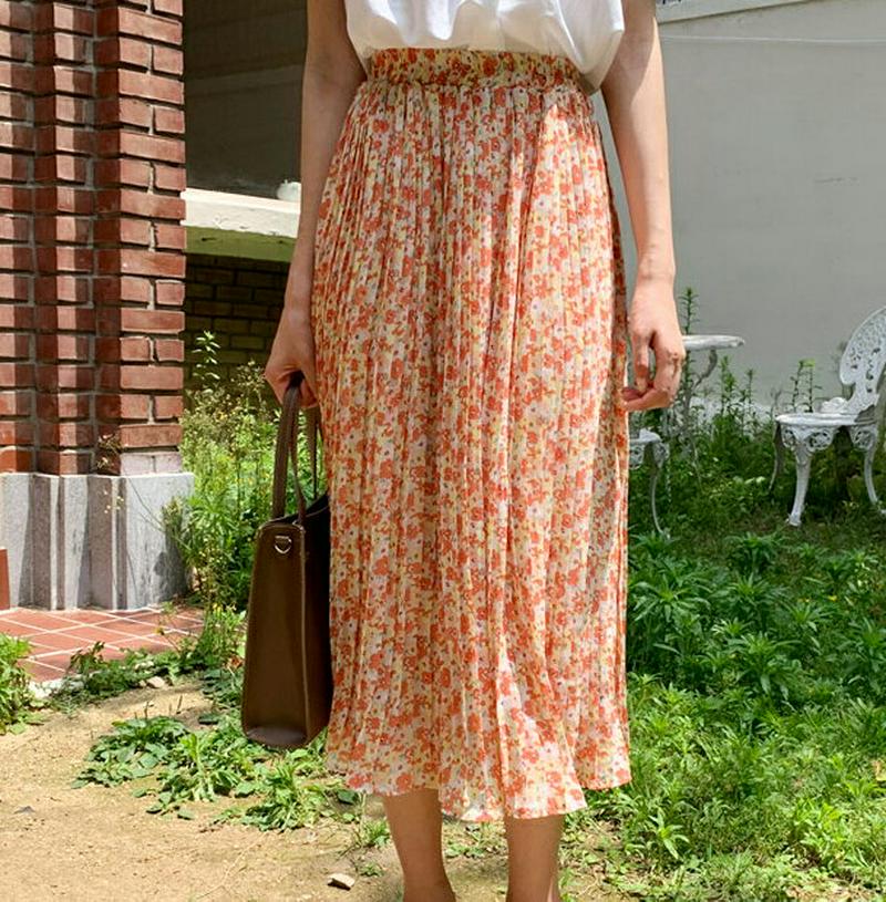 プリーツフローラルスカート・全3色・t59746 レディース【sk】【スカート ロング ロングスカート プリーツ プリーツスカー