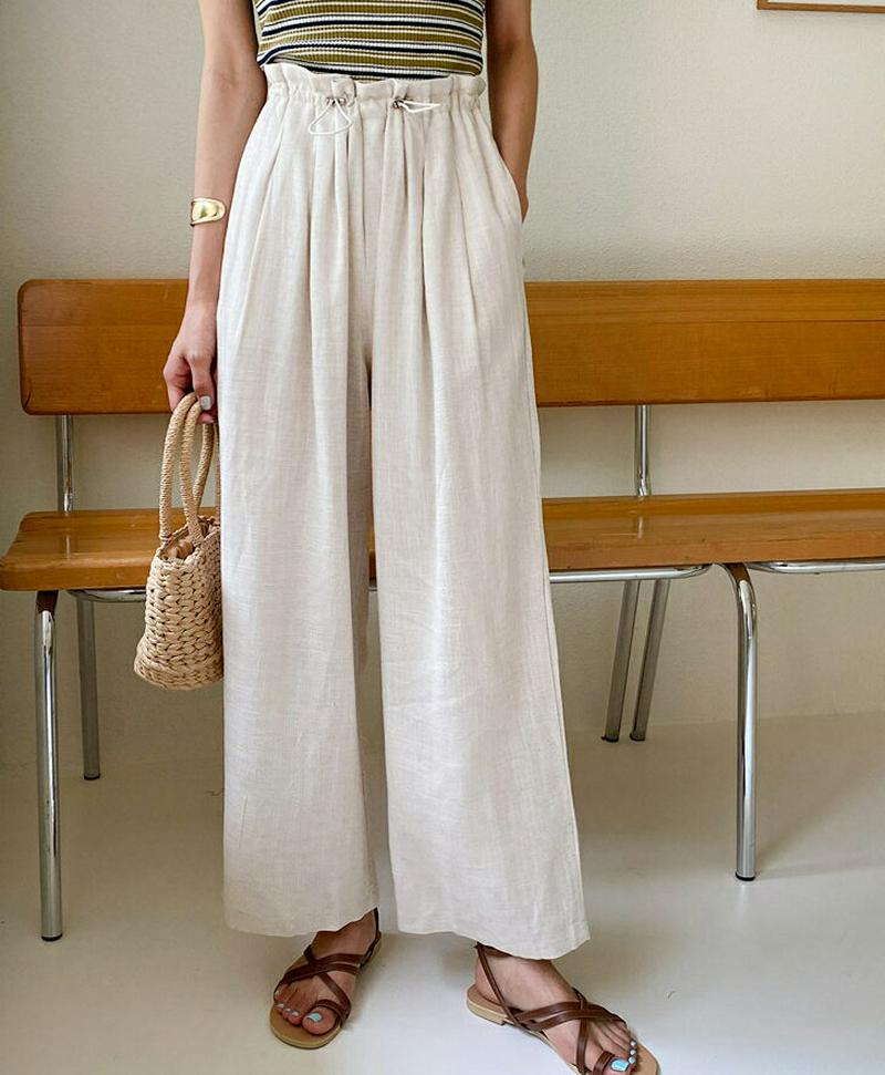 リネンドロストタックパンツ・全3色・59747 レディース【pt】【パンツ ロングパンツ ズボン ボトムス　タック タックパンツ