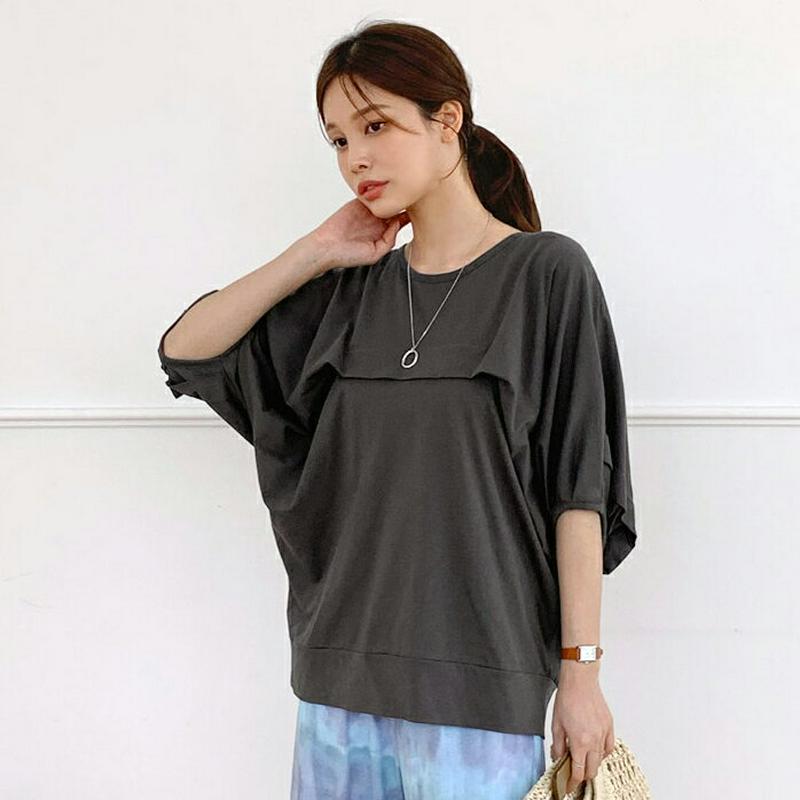 ドルマンパフTシャツ・全2色・b62534 レディース【tops】【トップス Tシャツ 半袖 ハーフスリーブ ドルマン ドルマン