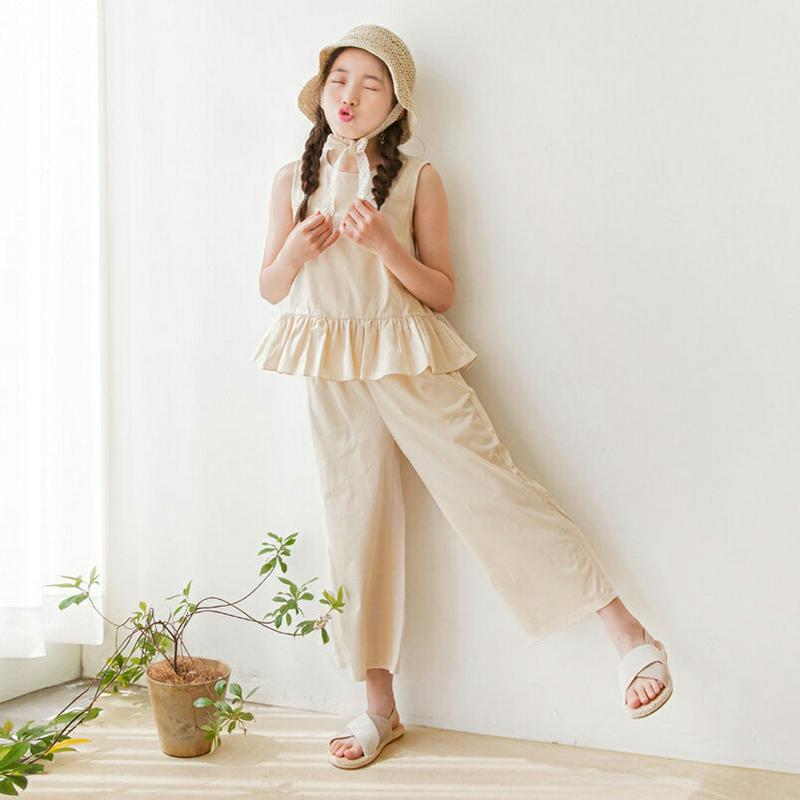 フリルヘムトップ&パンツSET・p002522 キッズ【3~8才】【set】【セットアップ setup トップス スリーブレス 