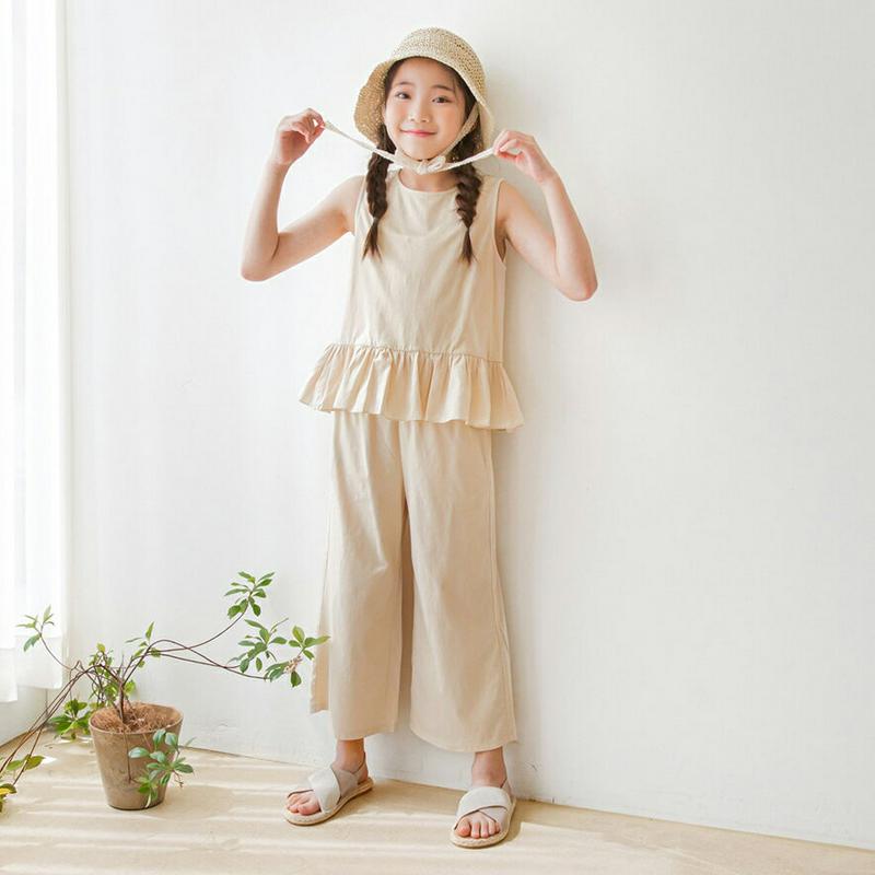 フリルヘムトップ&パンツSET・p002522 キッズ【3~8才】【set】【セットアップ setup トップス スリーブレス 
