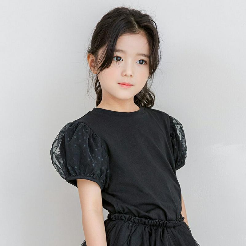 ドットパフスリーブTシャツ・p003000 キッズ【3~8才】【tops】【トップス Tシャツ 半袖 パフスリーブ パフ 袖コン
