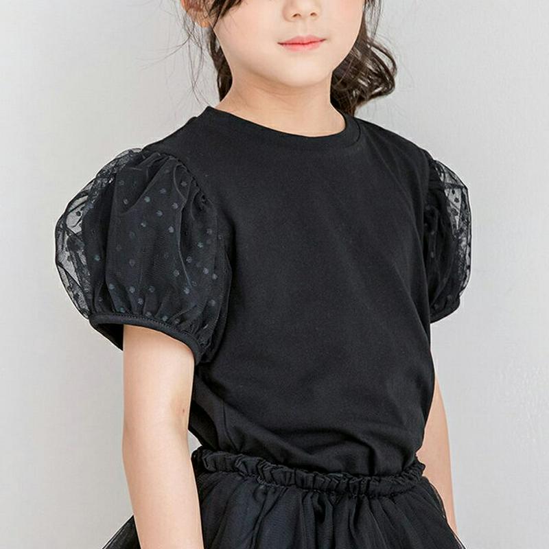 ドットパフスリーブTシャツ・p003000 キッズ【3~8才】【tops】【トップス Tシャツ 半袖 パフスリーブ パフ 袖コン