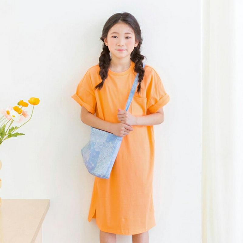 バックロゴルーズワンピース・p002540 キッズ【3~8才】【ops】【ワンピース ミディ丈 ミディワンピース 半袖 ハーフス