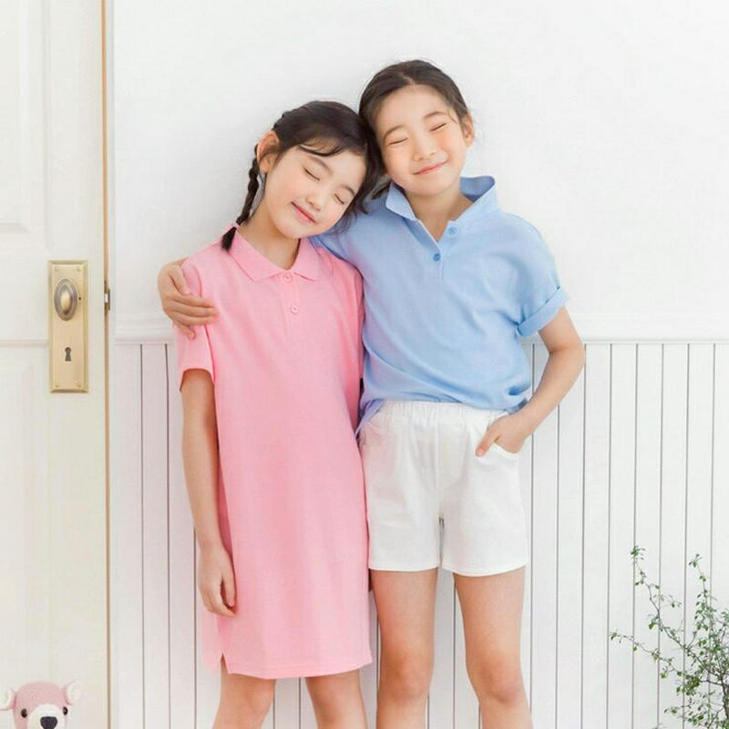 ポロカラーワンピース・p002538 キッズ【3~8才】【ops】【ワンピース ミディ丈 ミディワンピース 半袖 ポロワンピース