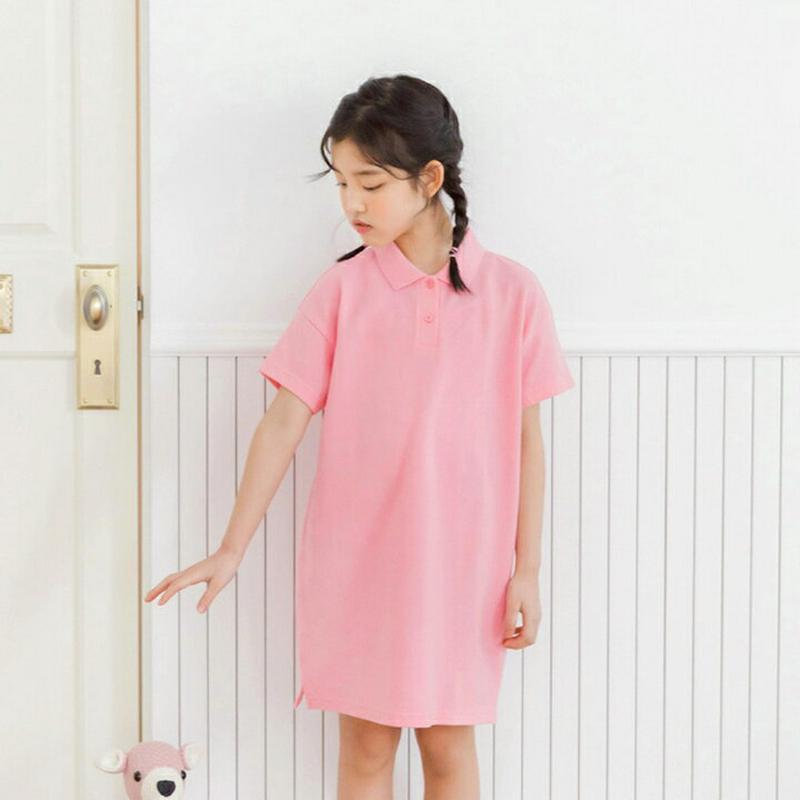 ポロカラーワンピース・p002538 キッズ【3~8才】【ops】【ワンピース ミディ丈 ミディワンピース 半袖 ポロワンピース