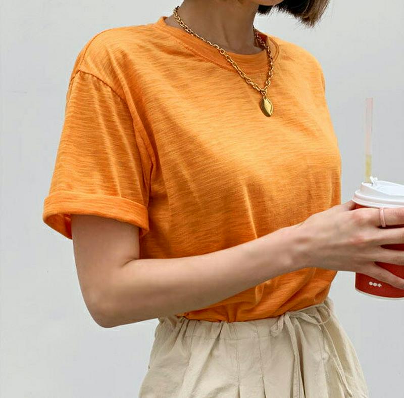 【新作10%OFF】ラウンドネックTシャツ・全5色・55809 レディース【tops】【トップス Tシャツ 無地T 単色 無地 