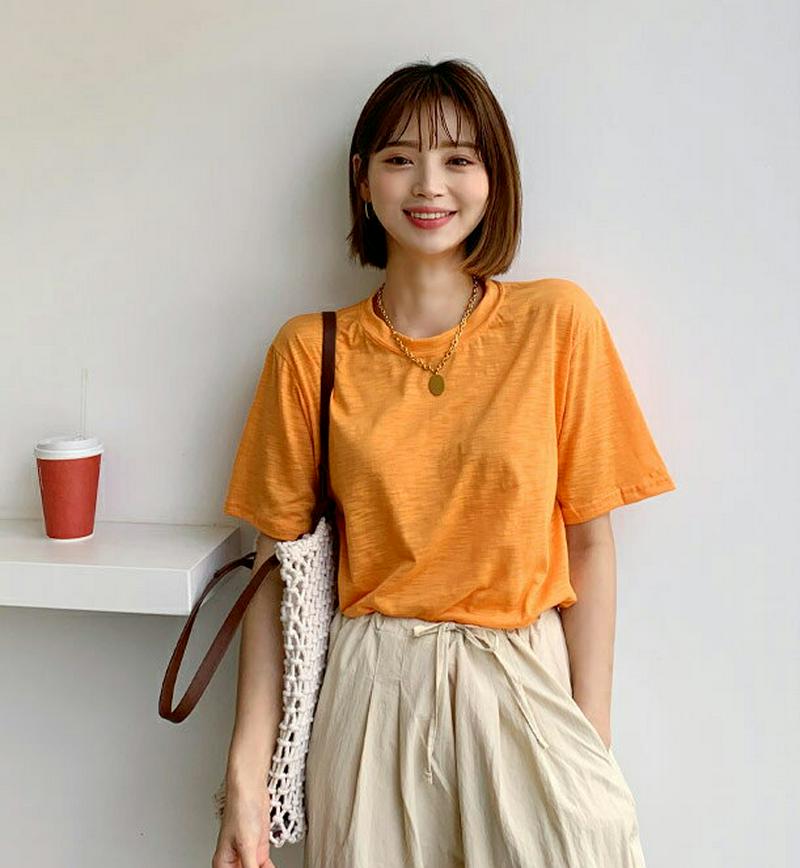 【新作10%OFF】ラウンドネックTシャツ・全5色・55809 レディース【tops】【トップス Tシャツ 無地T 単色 無地 