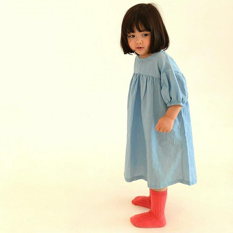 【新作10%OFF】タックスリーブデニムワンピース・u02967 キッズ【3~8才】【ops】【ワンピース ロング ロングワンピ