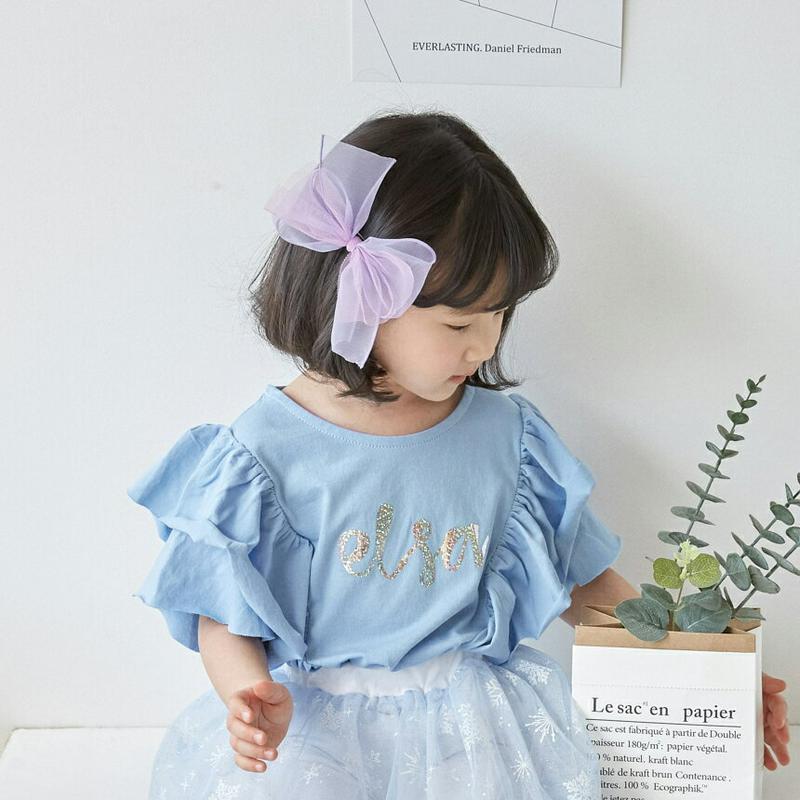 【新作10%OFF】袖ラッフルグリッターレタリングTシャツ u02900 キッズ 【3~8才】【tops】【韓国 ファッション 