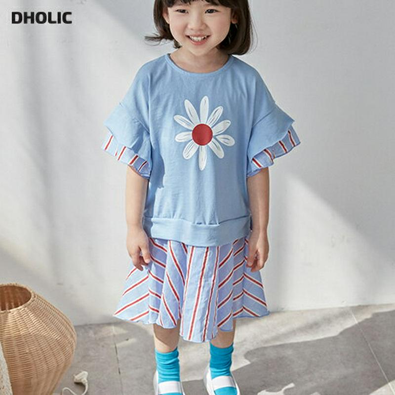 【新作10%OFF】フラワーストライプドッキングワンピース・u02899 キッズ【3~8才】【ops】【ワンピース ロング ロン