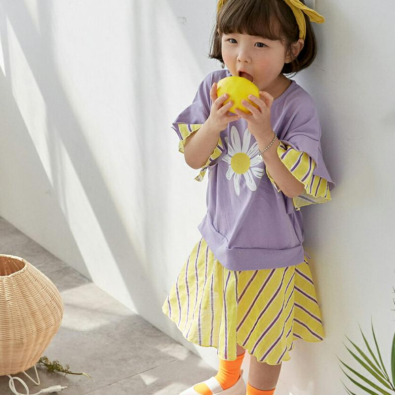 【新作10%OFF】フラワーストライプドッキングワンピース・u02899 キッズ【3~8才】【ops】【ワンピース ロング ロン