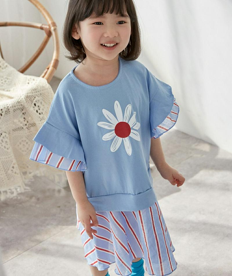 【新作10%OFF】フラワーストライプドッキングワンピース・u02899 キッズ【3~8才】【ops】【ワンピース ロング ロン