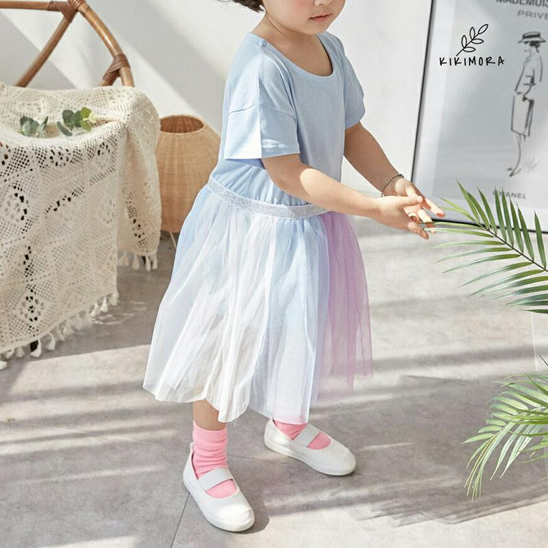 【新作10%OFF】配色チュールワンピース u02903 キッズ 【3~8才】【ops】【韓国 ファッション ワンピース ロング