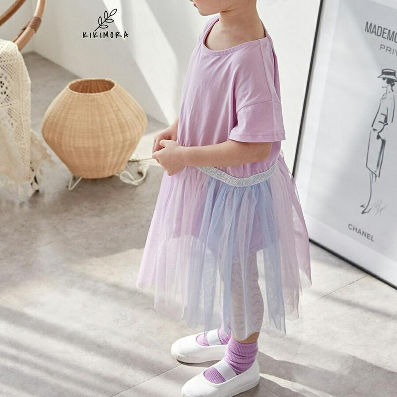 【新作10%OFF】配色チュールワンピース u02903 キッズ 【3~8才】【ops】【韓国 ファッション ワンピース ロング