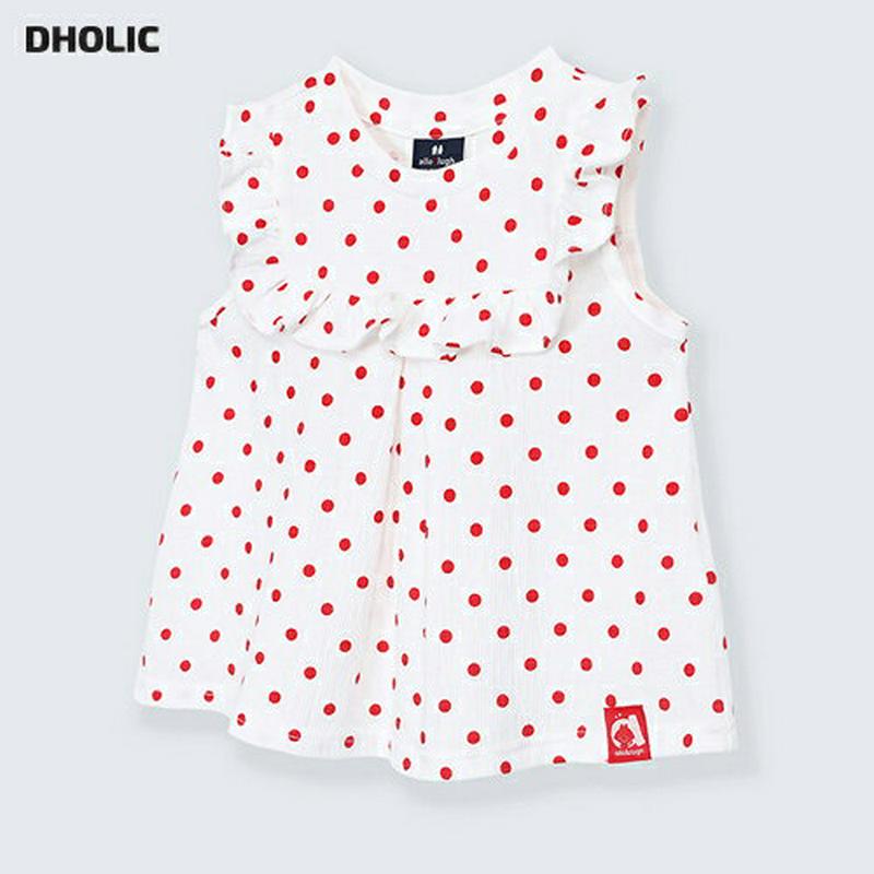【新作10%OFF】フリルドットパターンスリーブレス・p003088 キッズ【3~8才】【tops】【トップス スリーブレス ノ