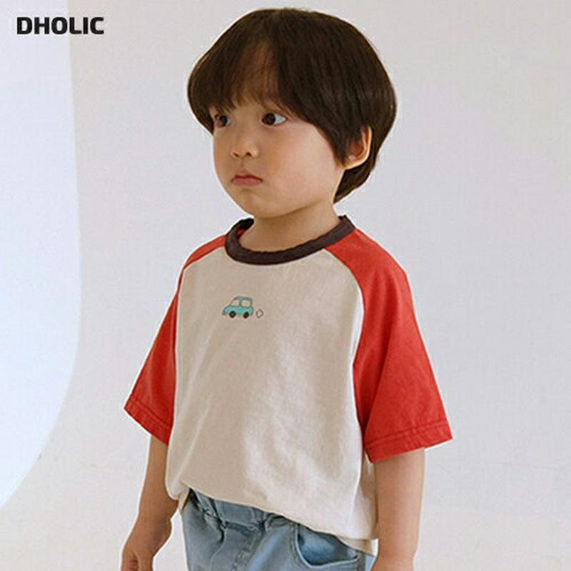 【新作10%OFF】ミニカー配色スリーブTシャツ・u02929 キッズ【3~8才】【tops】【トップス Tシャツ 半袖 ハーフ