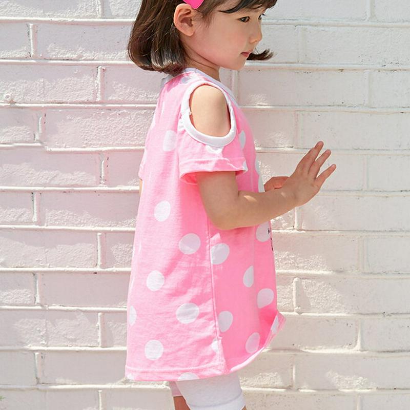 【新作10%OFF】オープンショルダードットフラワーTシャツ u02919 キッズ 【3~8才】【tops】【 トップス Tシャ