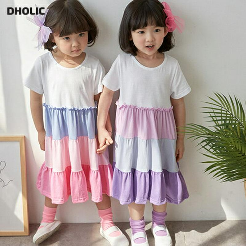 【新作10%OFF】配色ティアードワンピース u02907 キッズ 【3~8才】【ops】【韓国 ファッション ワンピース ロン